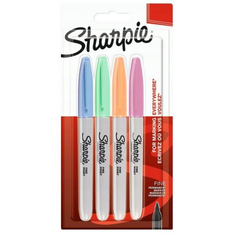Markery permanentne Sharpie Fine, 4 kolory Pastel